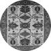 Round Oriental Gray Industrial Rug, urb1465gry