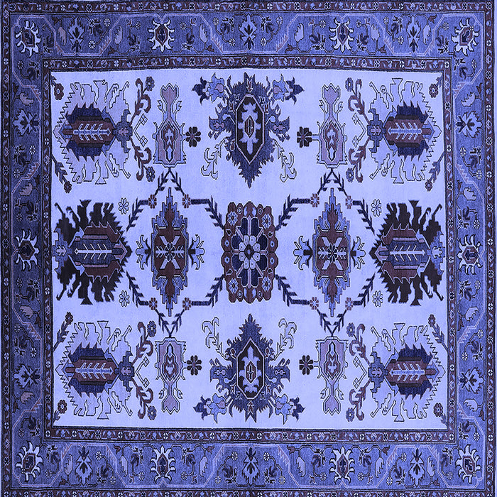 Square Machine Washable Oriental Blue Industrial Rug, wshurb1465blu