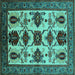 Square Machine Washable Oriental Turquoise Industrial Area Rugs, wshurb1465turq