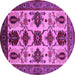 Round Oriental Pink Industrial Rug, urb1465pnk