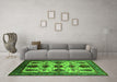 Machine Washable Oriental Green Industrial Area Rugs in a Living Room,, wshurb1465grn