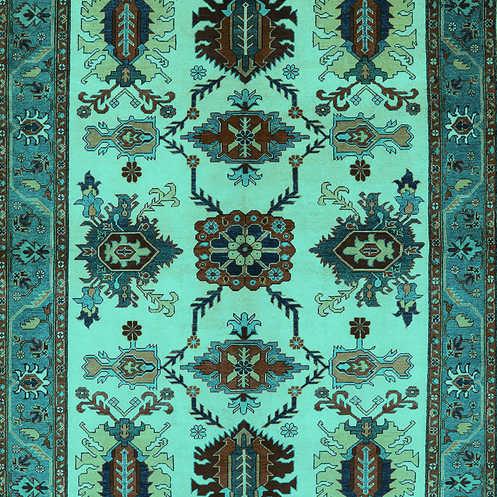 Machine Washable Oriental Turquoise Industrial Area Rugs, wshurb1465turq