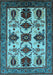 Machine Washable Oriental Light Blue Industrial Rug, wshurb1465lblu