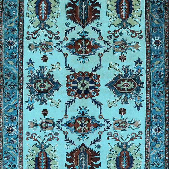 Machine Washable Oriental Light Blue Industrial Rug, wshurb1465lblu