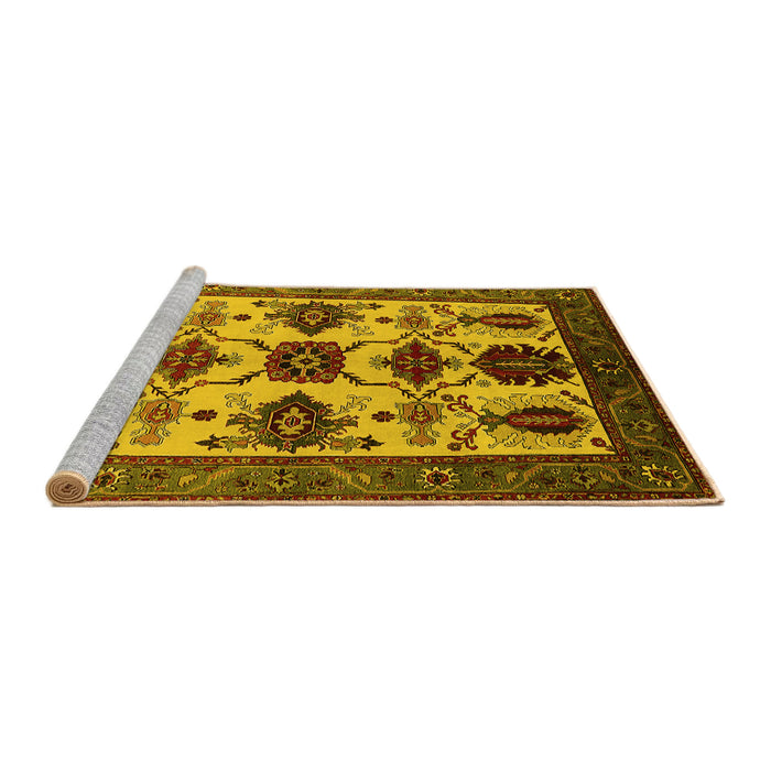 Sideview of Machine Washable Oriental Yellow Industrial Rug, wshurb1465yw
