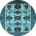 Round Oriental Light Blue Industrial Rug, urb1465lblu