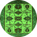 Round Oriental Green Industrial Rug, urb1465grn