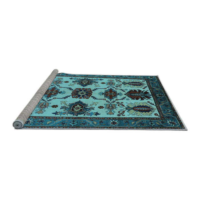 Sideview of Machine Washable Oriental Light Blue Industrial Rug, wshurb1465lblu