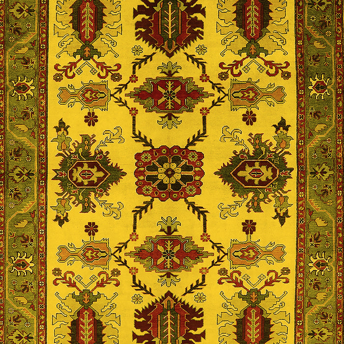 Machine Washable Oriental Yellow Industrial Rug, wshurb1465yw