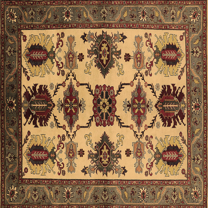 Square Machine Washable Oriental Brown Industrial Rug, wshurb1465brn