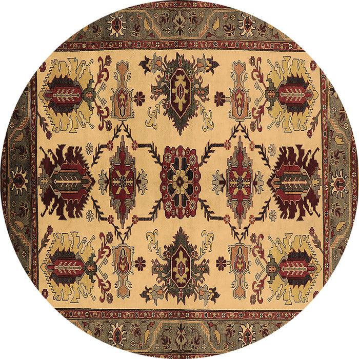 Round Oriental Brown Industrial Rug, urb1465brn