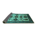 Sideview of Oriental Turquoise Industrial Rug, urb1465turq