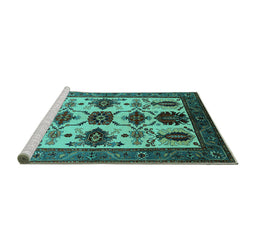 Sideview of Machine Washable Oriental Turquoise Industrial Area Rugs, wshurb1465turq