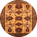 Round Machine Washable Oriental Orange Industrial Area Rugs, wshurb1465org