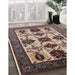 Mid-Century Modern Light French Beige Brown Oriental Rug in Family Room, urb1465