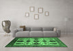 Machine Washable Oriental Emerald Green Industrial Area Rugs in a Living Room,, wshurb1465emgrn