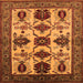 Square Machine Washable Oriental Orange Industrial Area Rugs, wshurb1465org