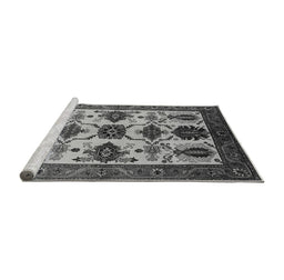 Sideview of Machine Washable Oriental Gray Industrial Rug, wshurb1465gry