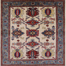 Square Mid-Century Modern Light French Beige Brown Oriental Rug, urb1465