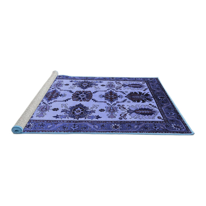 Sideview of Machine Washable Oriental Blue Industrial Rug, wshurb1465blu