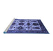 Sideview of Machine Washable Oriental Blue Industrial Rug, wshurb1465blu