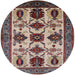 Round Mid-Century Modern Light French Beige Brown Oriental Rug, urb1465