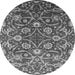 Round Oriental Gray Industrial Rug, urb1466gry