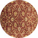 Round Oriental Brown Industrial Rug, urb1466brn