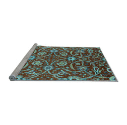 Sideview of Machine Washable Oriental Light Blue Industrial Rug, wshurb1466lblu