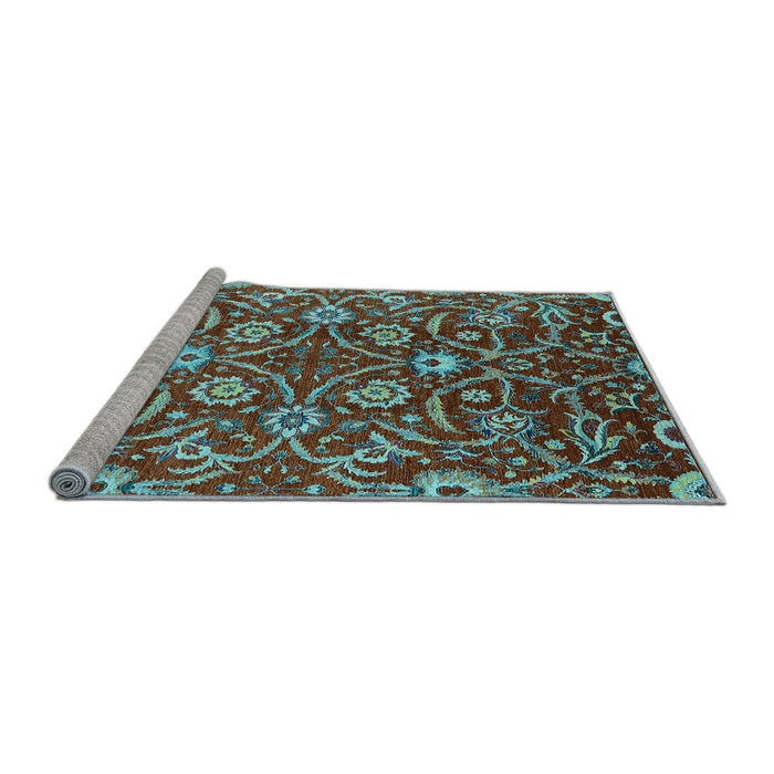 Sideview of Machine Washable Oriental Light Blue Industrial Rug, wshurb1466lblu