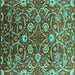 Square Oriental Turquoise Industrial Rug, urb1466turq