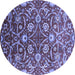 Round Machine Washable Oriental Blue Industrial Rug, wshurb1466blu