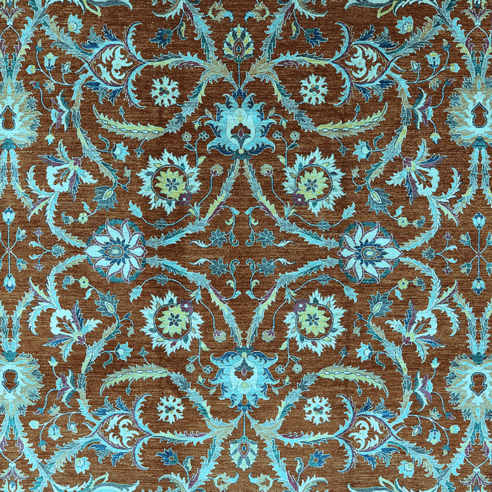 Machine Washable Oriental Light Blue Industrial Rug, wshurb1466lblu