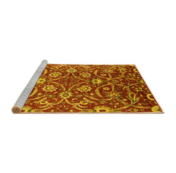 Sideview of Machine Washable Oriental Yellow Industrial Rug, wshurb1466yw