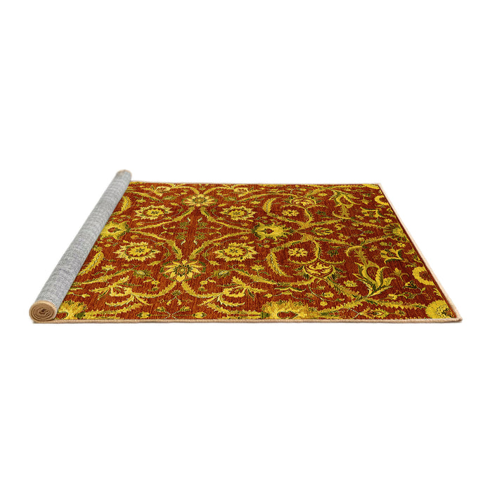 Sideview of Machine Washable Oriental Yellow Industrial Rug, wshurb1466yw
