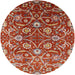 Round Mid-Century Modern Light Copper Gold Oriental Rug, urb1466