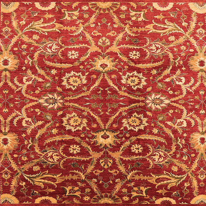 Square Machine Washable Oriental Orange Industrial Area Rugs, wshurb1466org