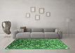 Machine Washable Oriental Emerald Green Industrial Area Rugs in a Living Room,, wshurb1466emgrn