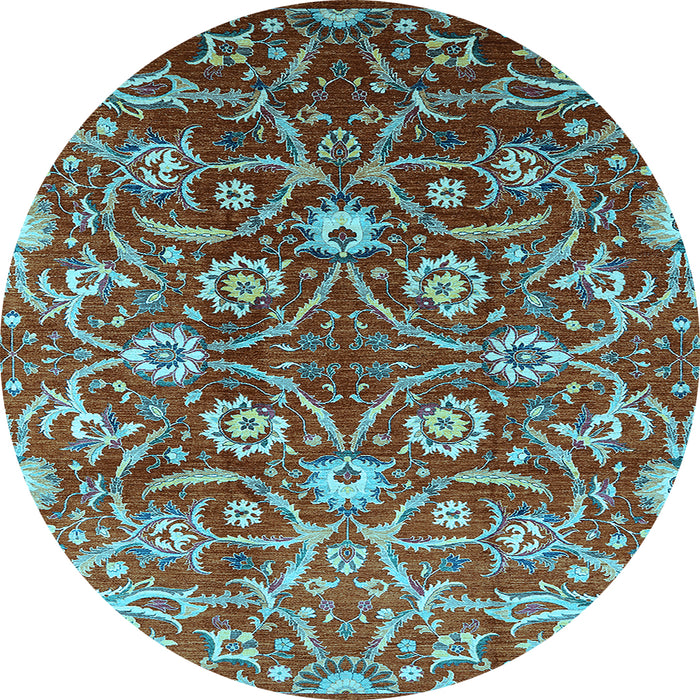 Round Oriental Light Blue Industrial Rug, urb1466lblu