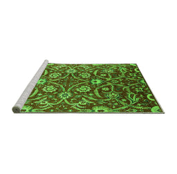 Sideview of Machine Washable Oriental Green Industrial Area Rugs, wshurb1466grn