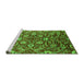 Sideview of Machine Washable Oriental Green Industrial Area Rugs, wshurb1466grn