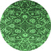 Round Oriental Emerald Green Industrial Rug, urb1466emgrn