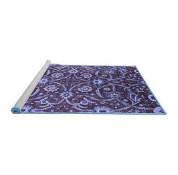 Sideview of Machine Washable Oriental Blue Industrial Rug, wshurb1466blu