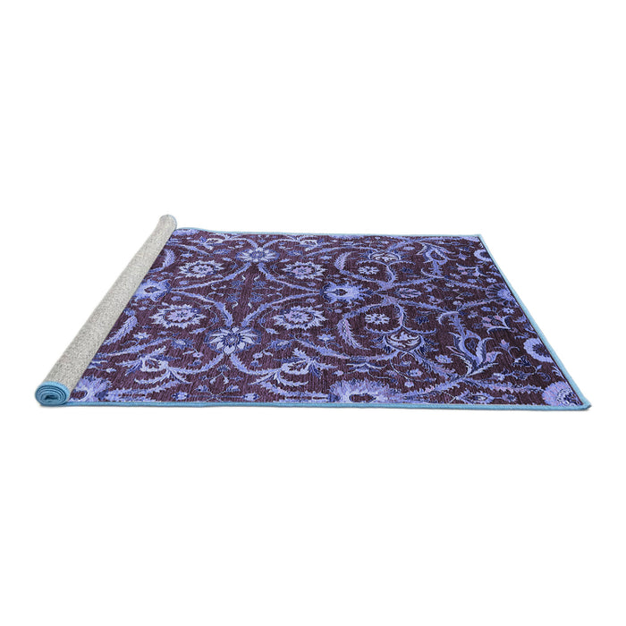 Sideview of Machine Washable Oriental Blue Industrial Rug, wshurb1466blu