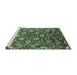 Sideview of Machine Washable Oriental Turquoise Industrial Area Rugs, wshurb1466turq