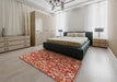 Mid-Century Modern Light Copper Gold Oriental Rug in a Bedroom, urb1466