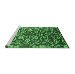Sideview of Machine Washable Oriental Emerald Green Industrial Area Rugs, wshurb1466emgrn