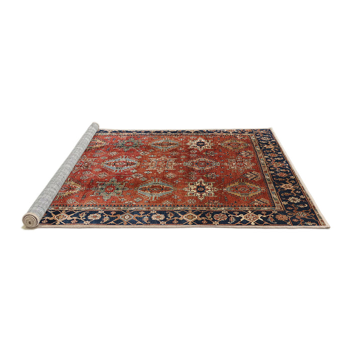 Sideview of Machine Washable Industrial Modern Light Copper Gold Rug, wshurb1467