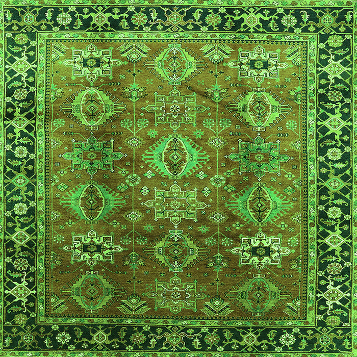 Square Oriental Green Traditional Rug, urb1467grn
