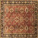 Square Machine Washable Oriental Brown Traditional Rug, wshurb1467brn